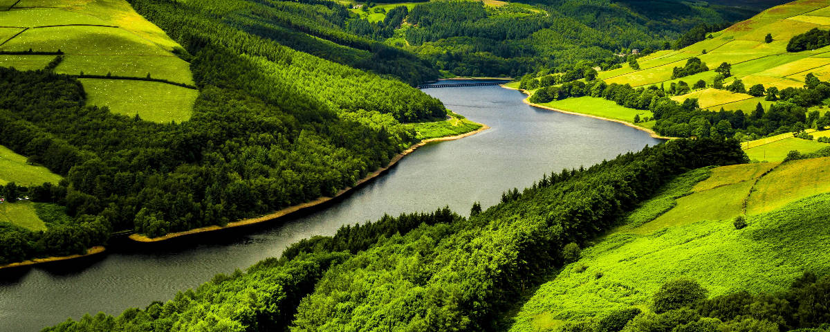 1200x480 River Landscape Wallpaper