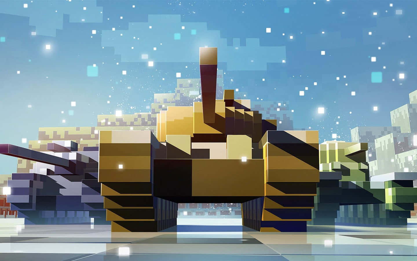 1440x900 Tanks Low Poly Art Wallpaper