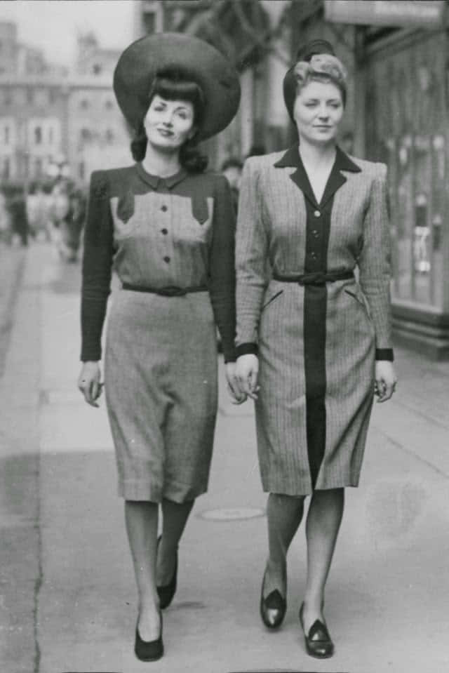 1940s Women Fashion Street Style Wallpaper