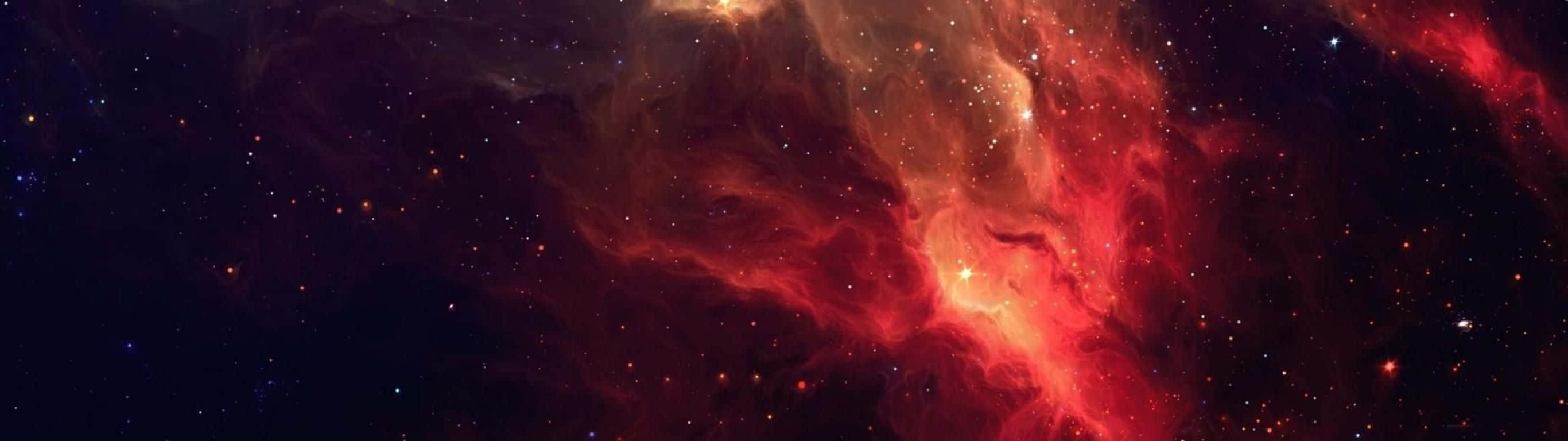 2732 X 768 Red Galaxy Wallpaper