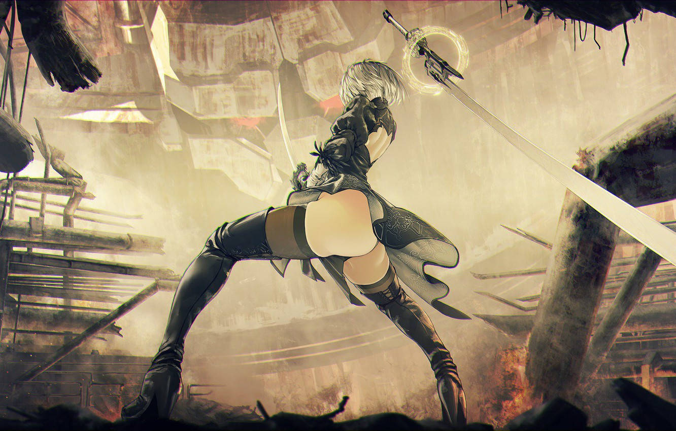 2b Girl Ass Art Wallpaper