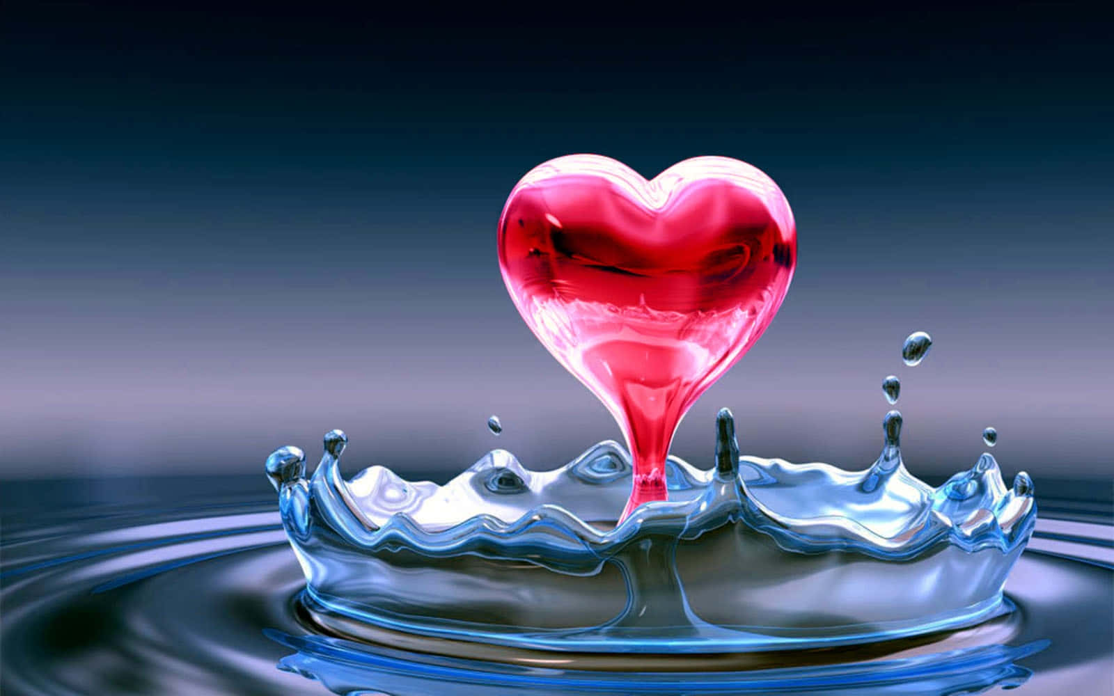 3 D Liquid Heart Splash Wallpaper