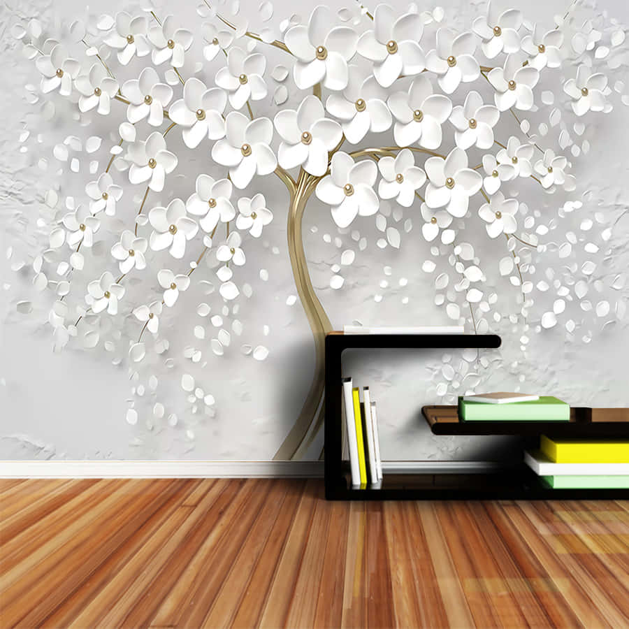 3 D Tree Mural Interior Design Wallpaper