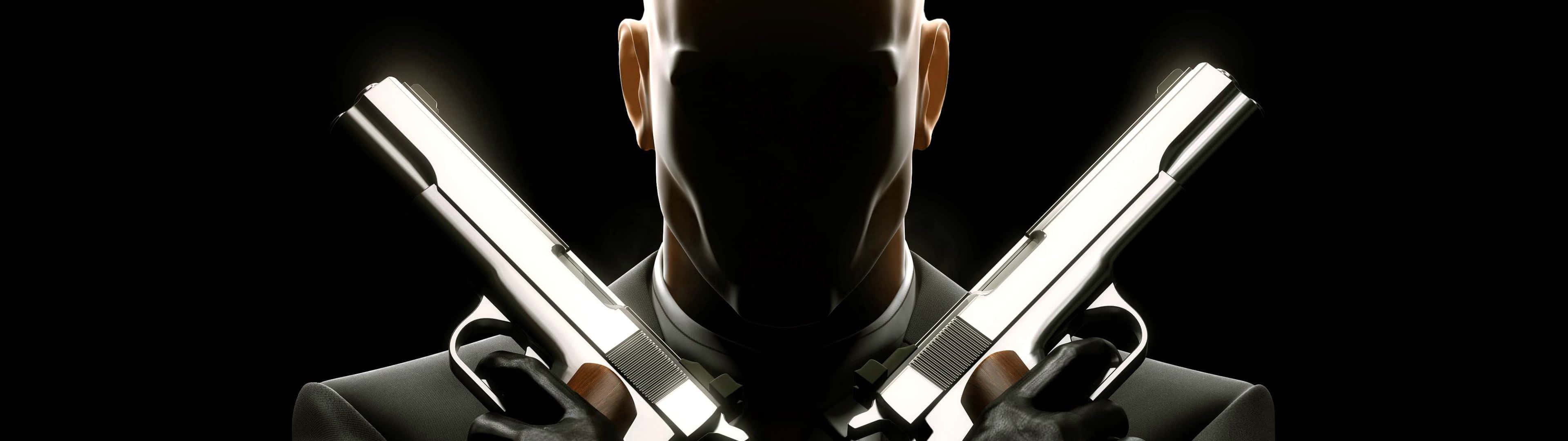 3840 X 1080 Gaming Hitman Poster Wallpaper