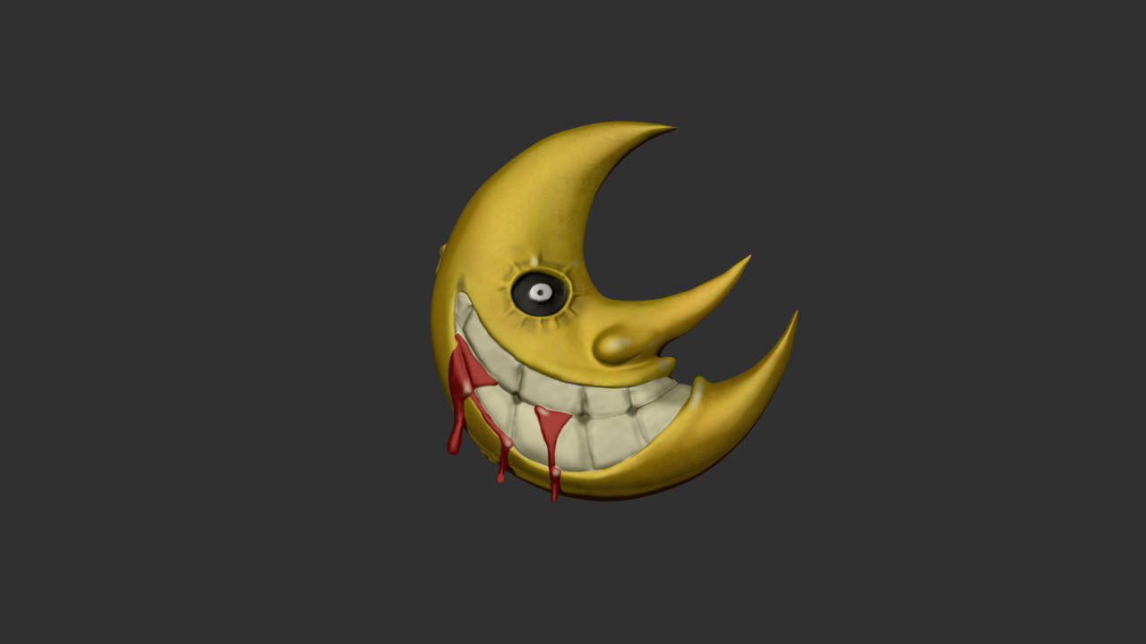 3d Soul Eater Moon In Gray Wallpaper