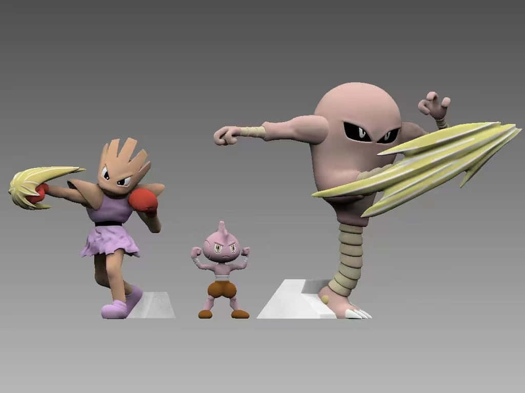 3d Tyrogue With Hitmonchan And Hitmonlee Wallpaper