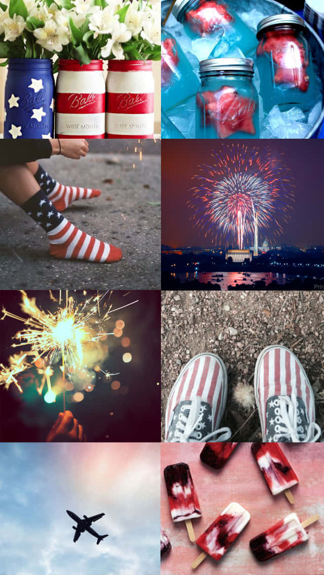 4thof July Aesthetic Collage Wallpaper