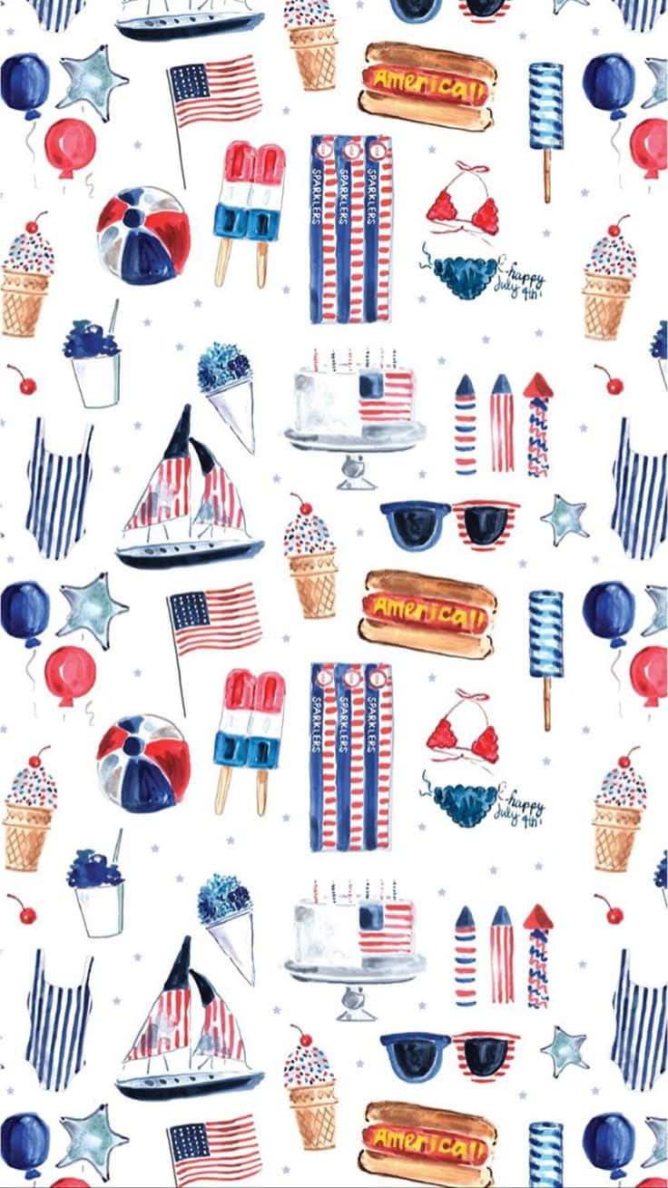 4thof July Pattern Aesthetic Wallpaper