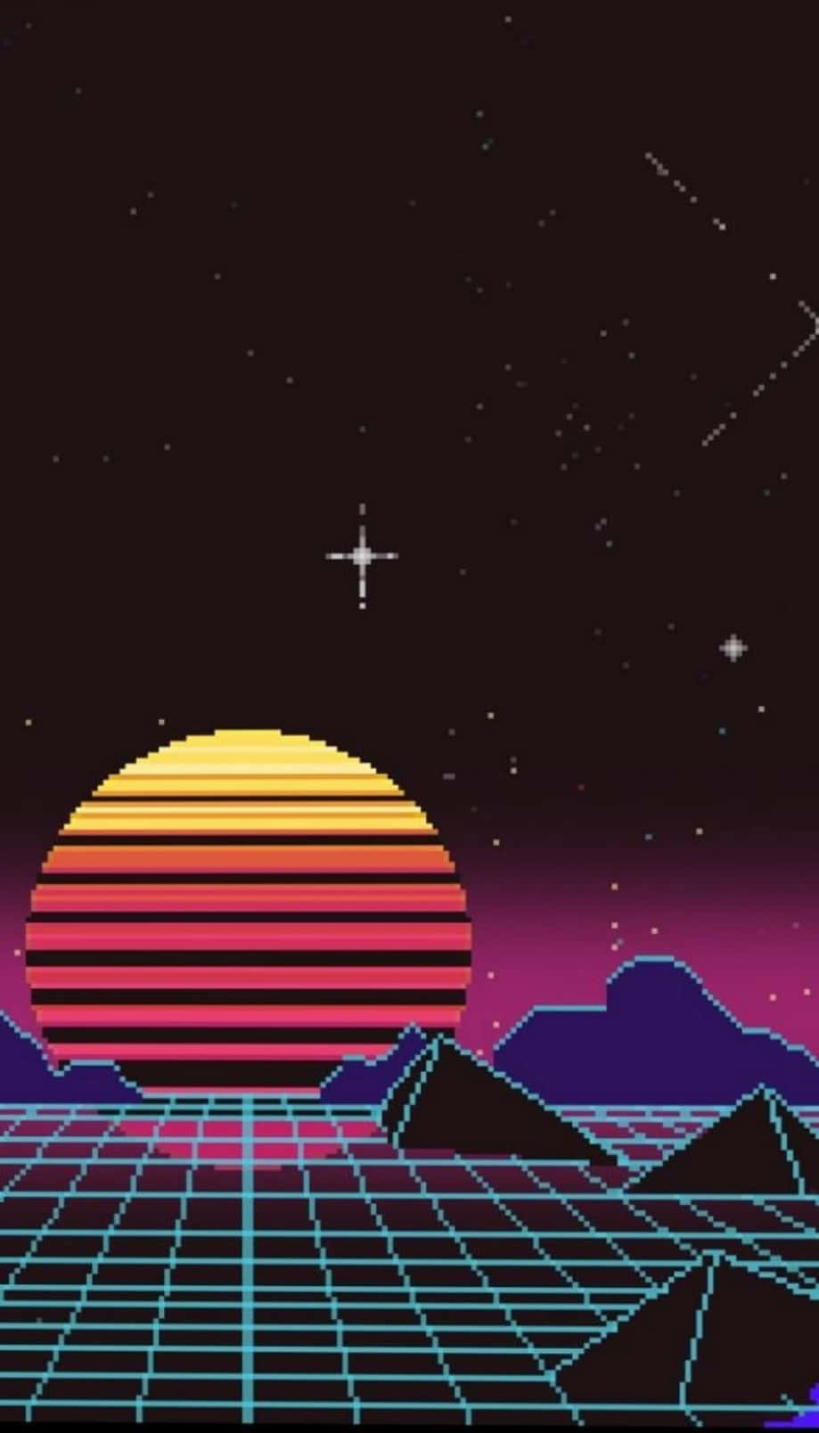 80s Vaporwave Retro Sunset Wallpaper