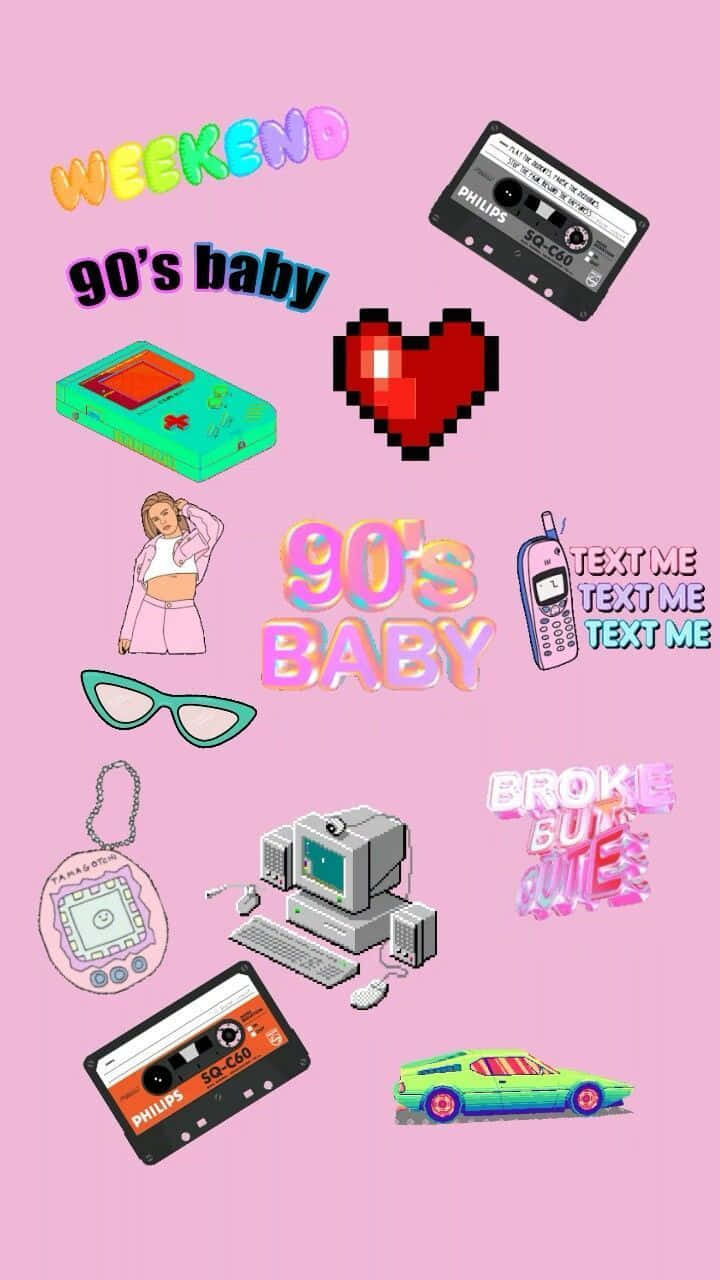 90s Retro Nostalgia Collage Wallpaper