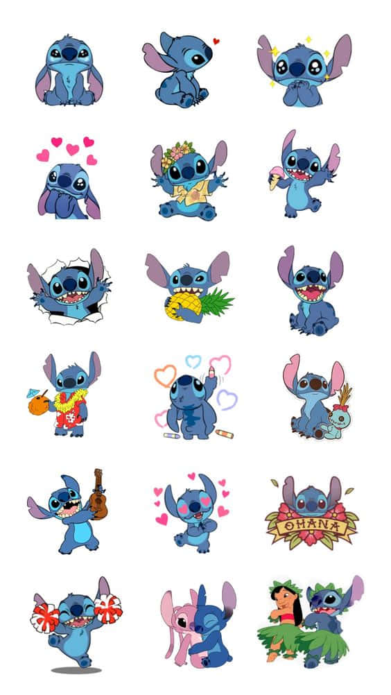 A Baby Stitch Wearing Cute Bows And Looking Adorably Up Wallpaper