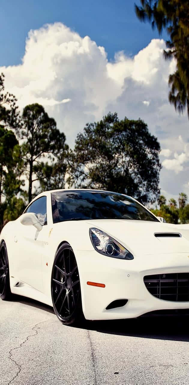 A Beautiful And Powerful White Ferrari Wallpaper