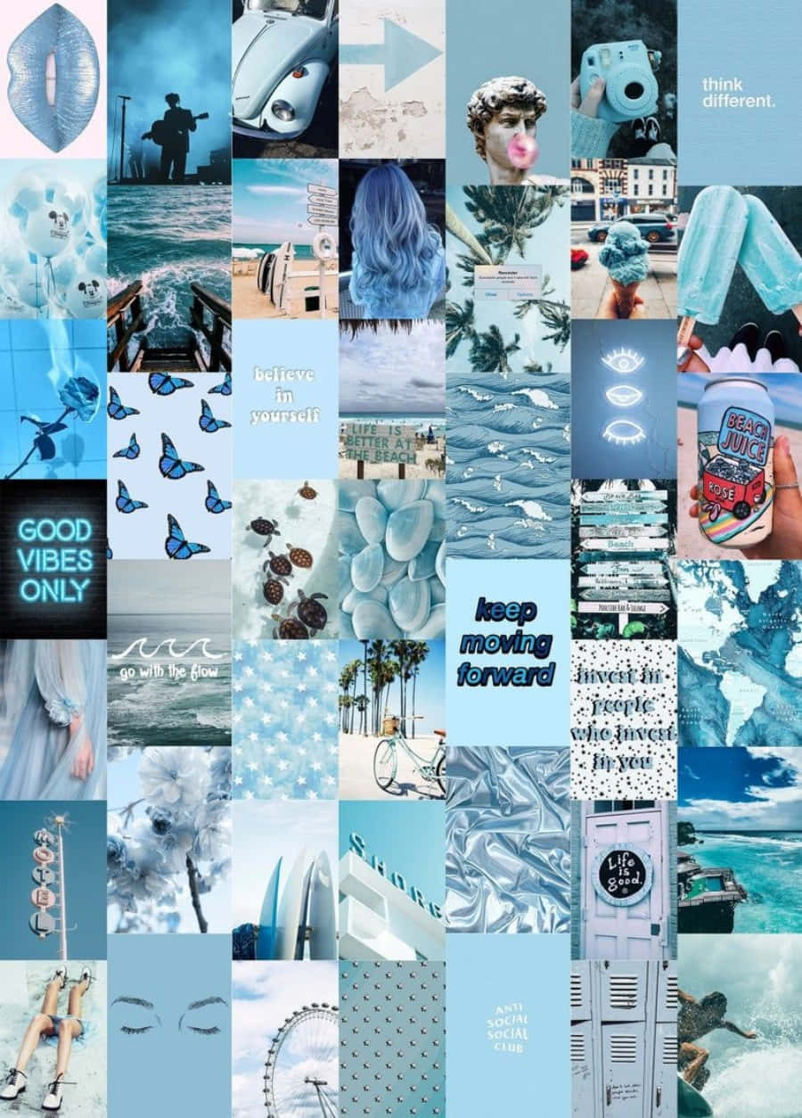 A Beautiful Blue Collage Of Dreams Wallpaper