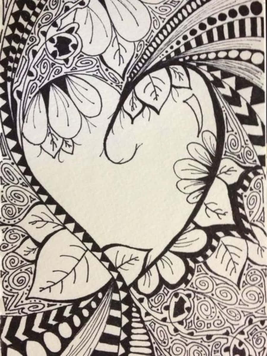 A Beautiful Hand-drawn Heart Doodle On A Lovely Background Wallpaper