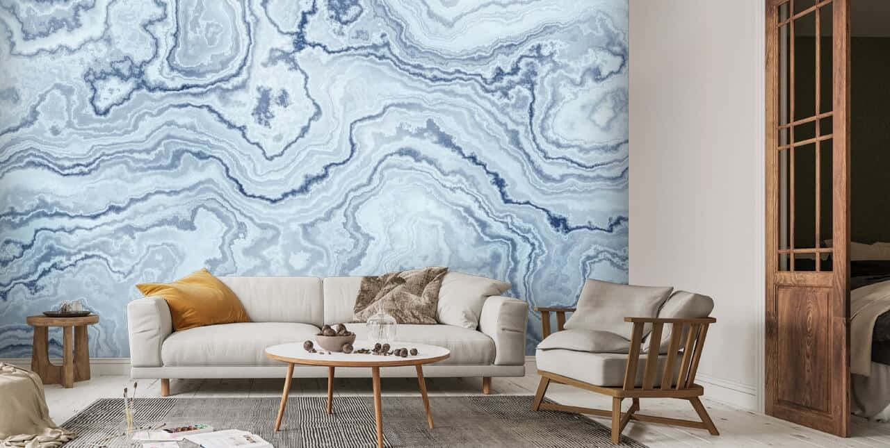 A Beautiful Light Blue Marble With Unique Patterns Wallpaper