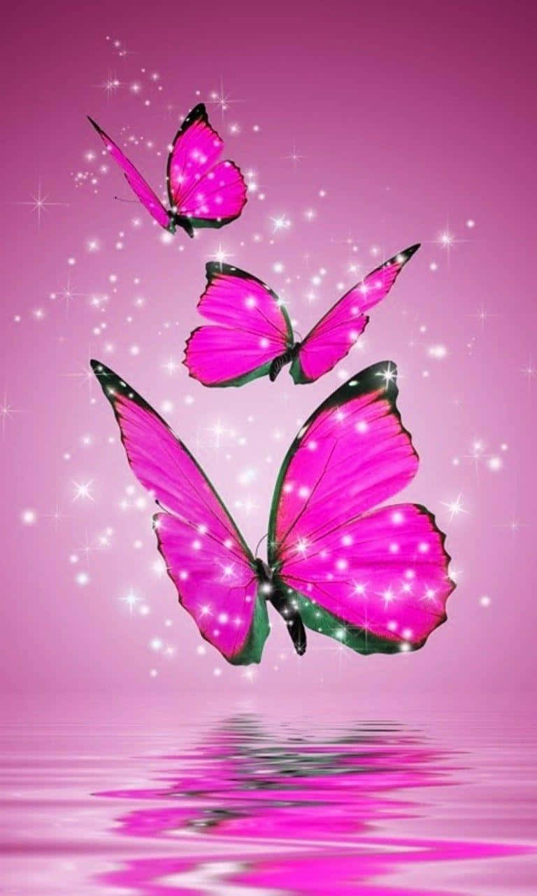 A Beautiful Purple Butterfly Flutters By Wallpaper