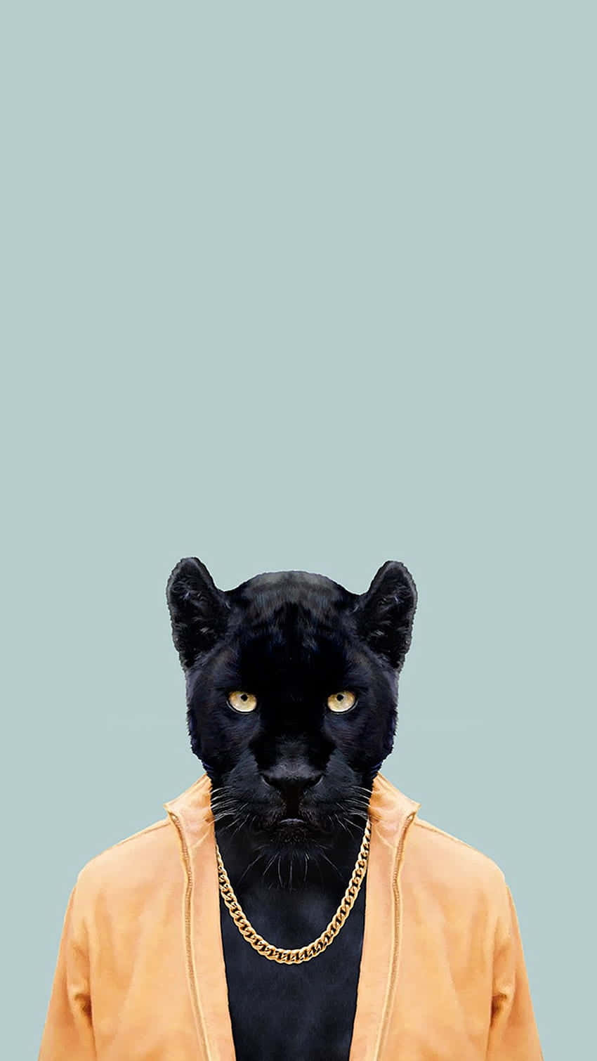 A Black Panther Wearing A Yellow Jacket Wallpaper