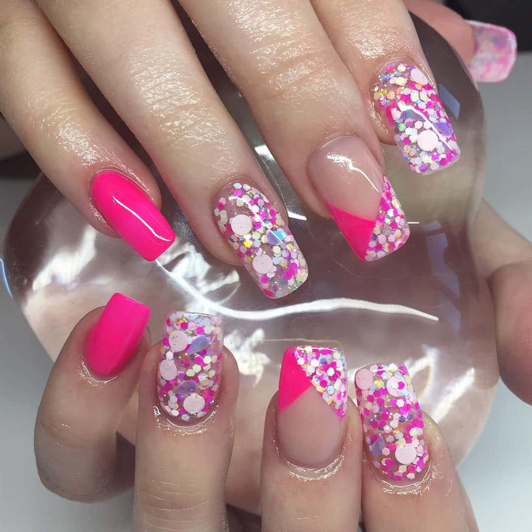 A Blend Of Passion And Elegance: Stunning Pink Nails Wallpaper