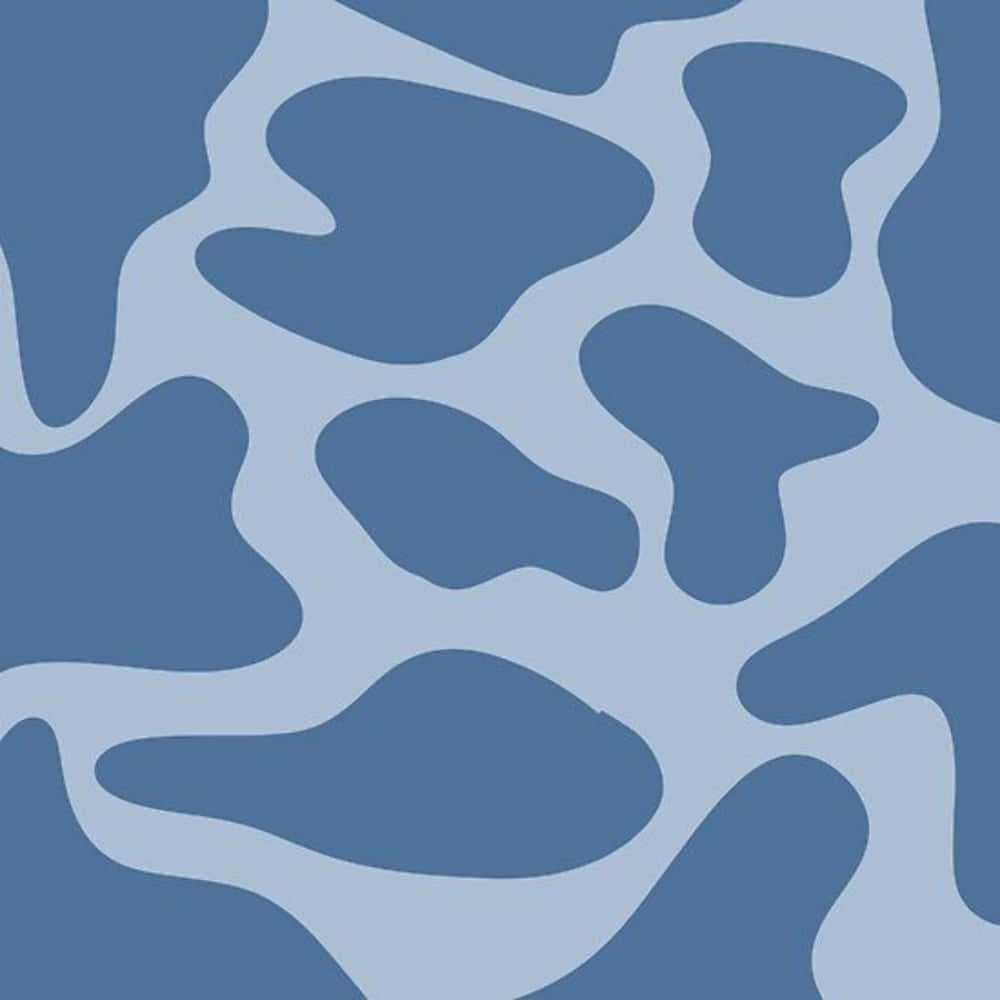 A Blue And White Pattern With A Cow Print Wallpaper