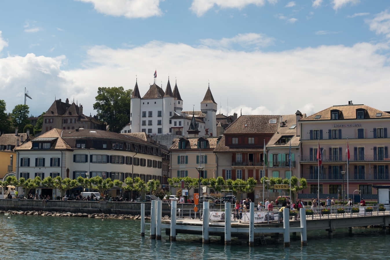 A Breathtaking Panoramic View Of Nyon, Switzerland. Wallpaper