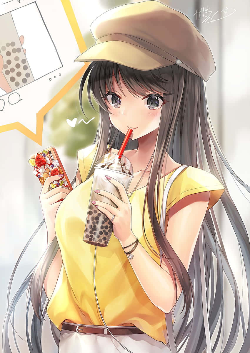 A Bubble Tea Anime Fan Is Me Wallpaper