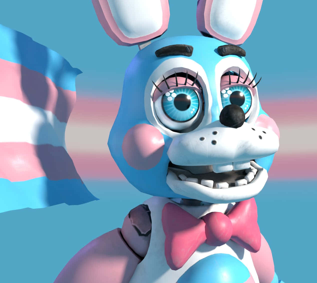 A Bunny With A Blue And Pink Bow Wallpaper