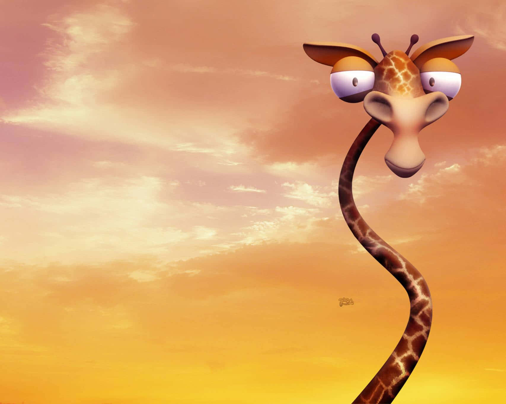 A Cartoon Giraffe Standing In The Desert Wallpaper