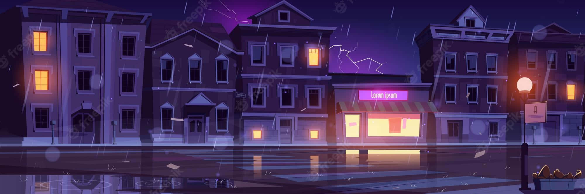 A Cartoon Illustration Of A City At Night Wallpaper