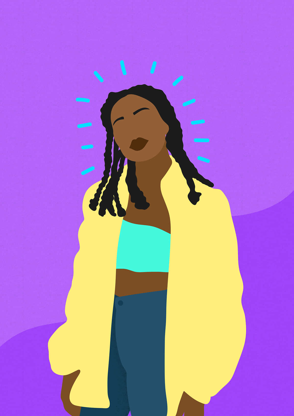 A Cartoon Illustration Of A Woman With Dreadlocks Wallpaper