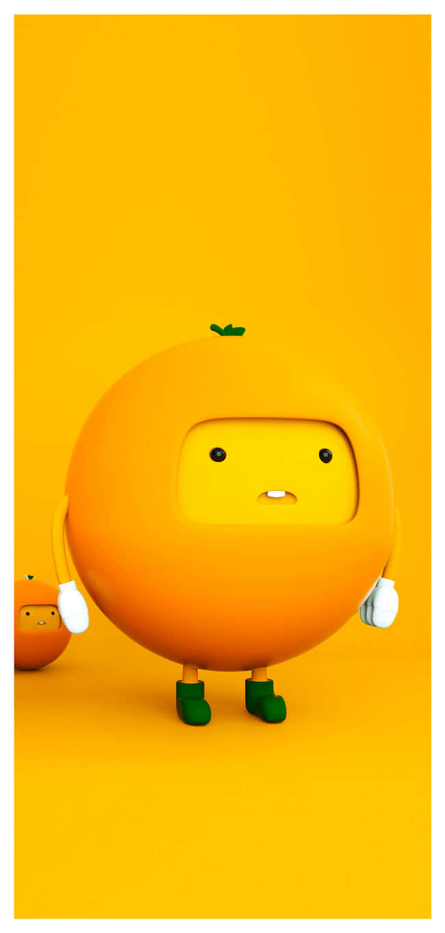 A Cartoon Orange With A Green Head Wallpaper