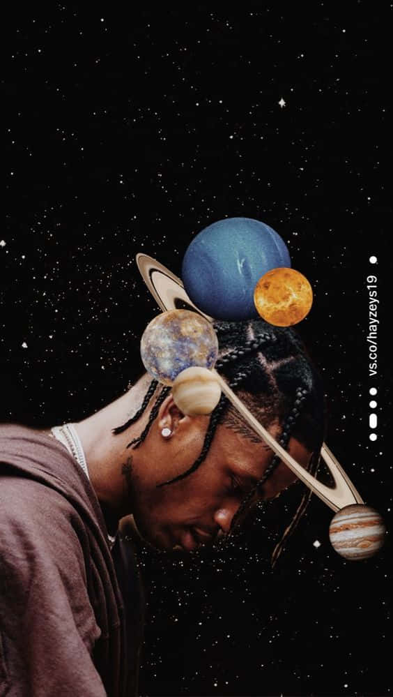 A Cartoon Rendition Of Rapper And Edm Producer Travis Scott Wallpaper