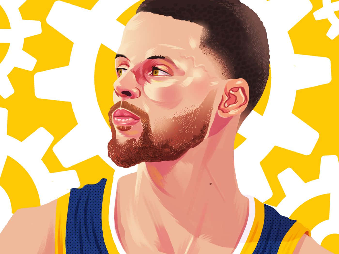 A Cartoon Version Of Basketball Superstar Stephen Curry Wallpaper