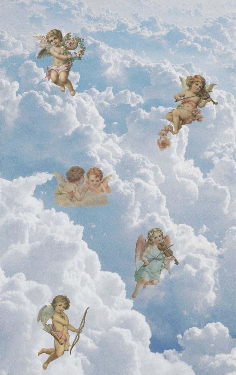 A Celestial View Of The Sky Adorned With Angelic Clouds Wallpaper