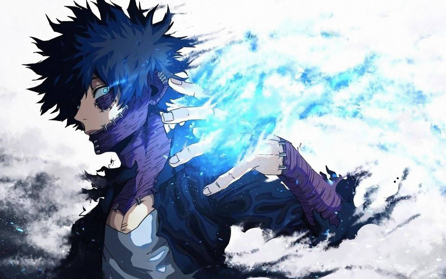 A Character With Blue Hair And Blue Light Wallpaper