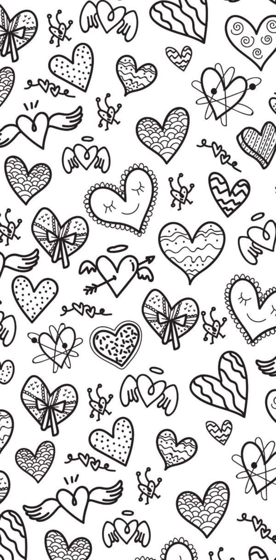 A Charming Heart Doodle Art On A Pinkish Background Wallpaper