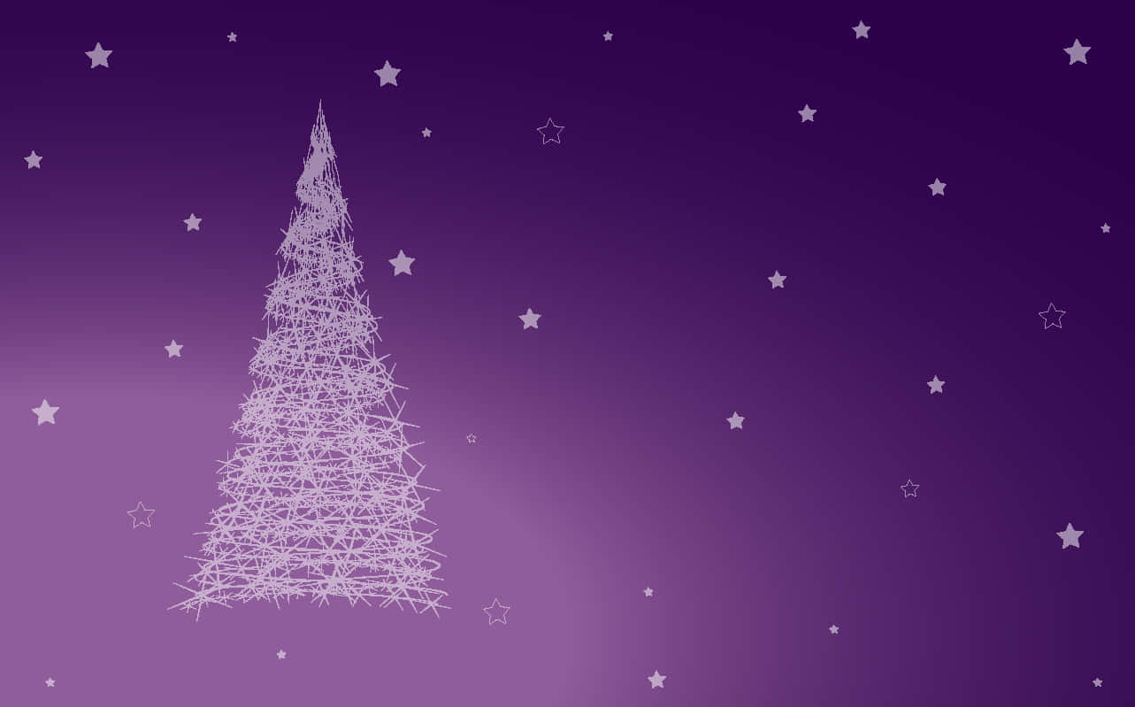 A Christmas Tree On A Purple Background Wallpaper