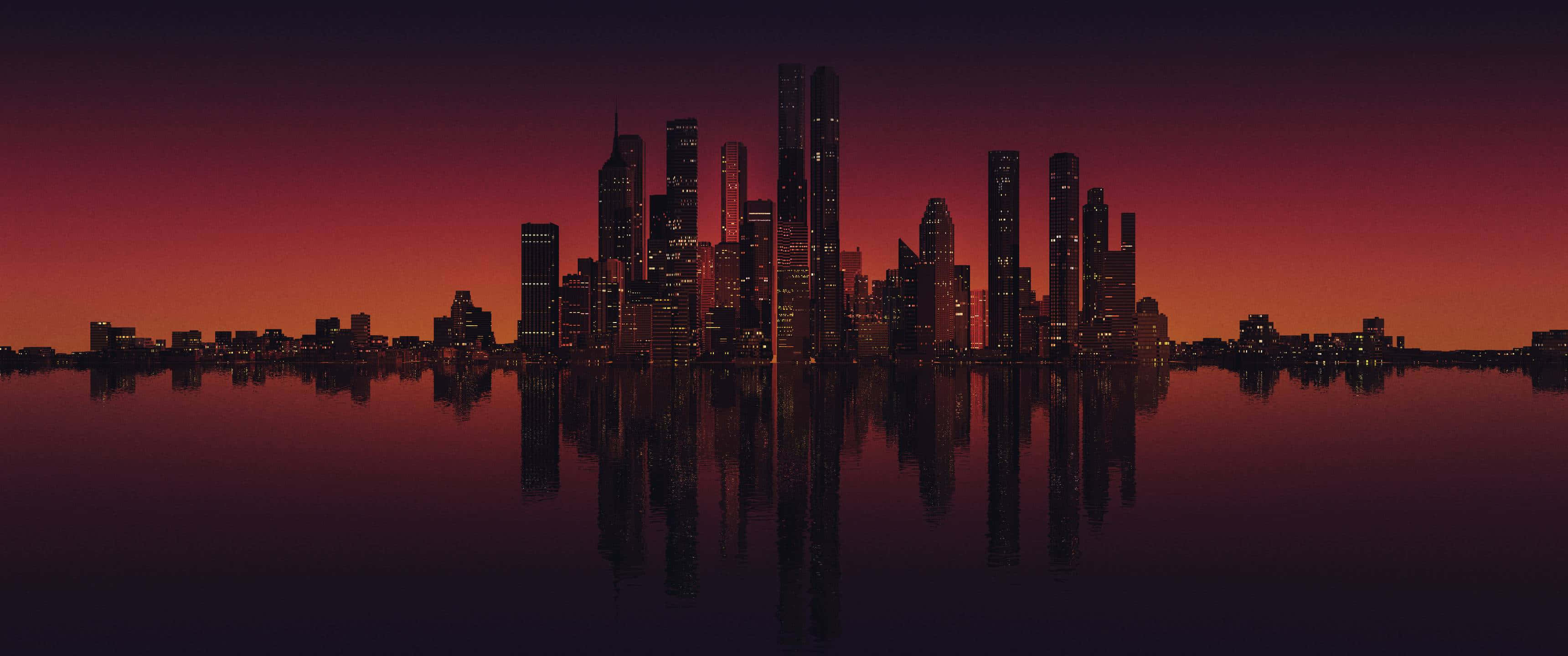 A Cityscape With Buildings In The Background Wallpaper