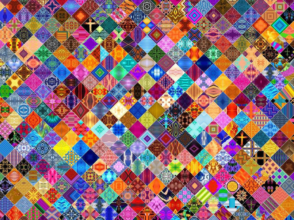 A Close Up Of A Colorful Quilt Wallpaper