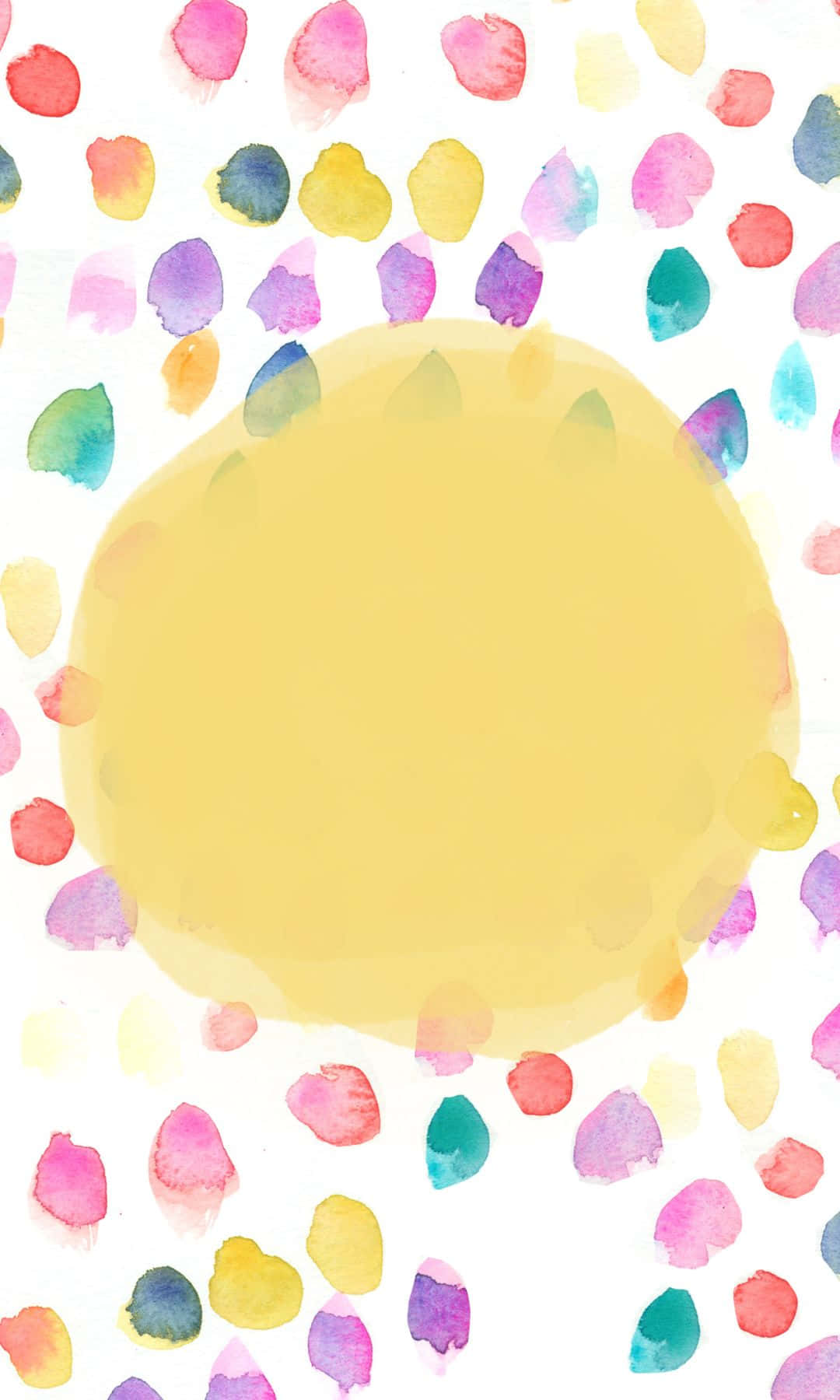 A Colorful Background With A Yellow Circle Wallpaper