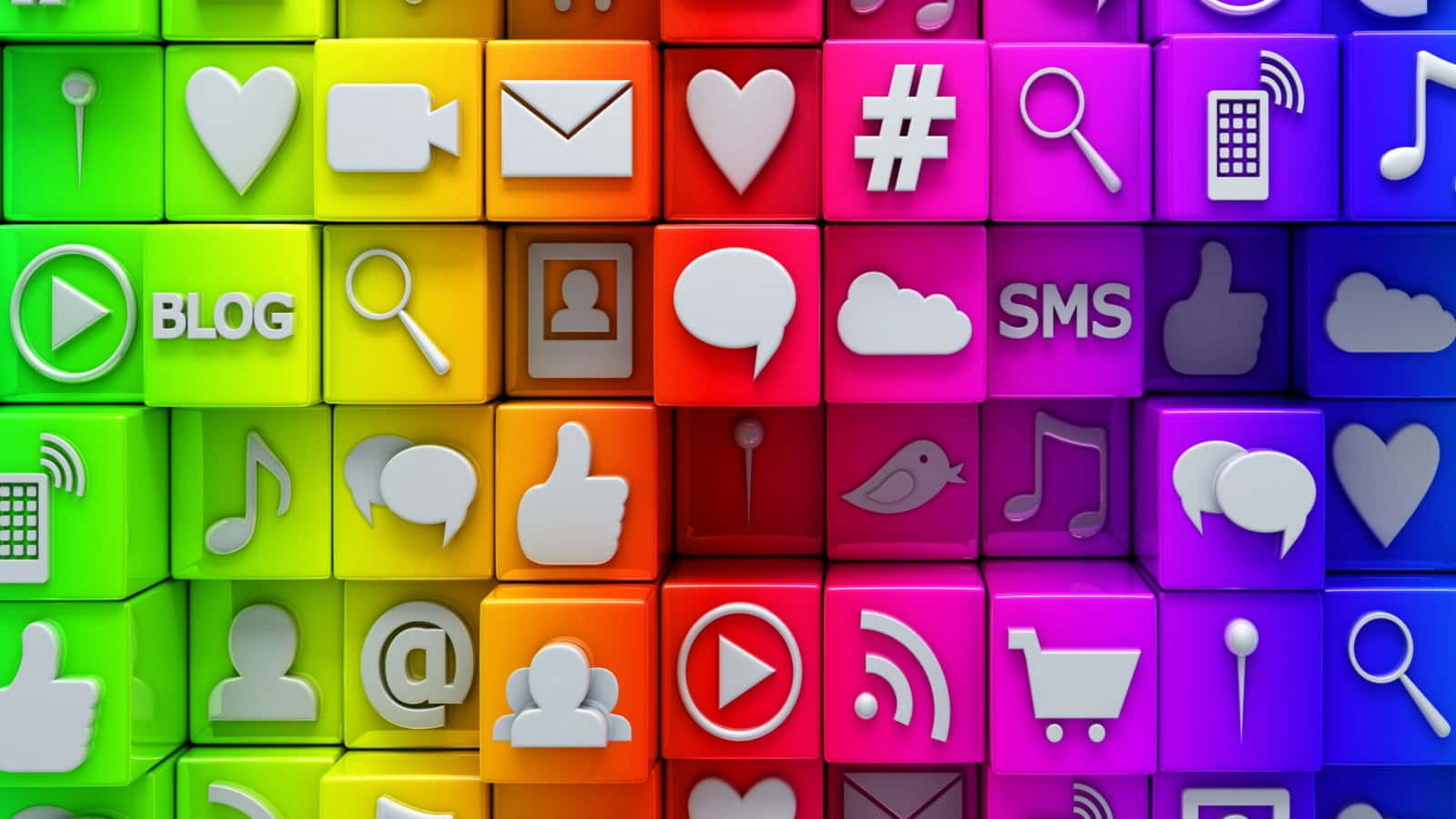 A Colorful Block Of Social Icons Wallpaper