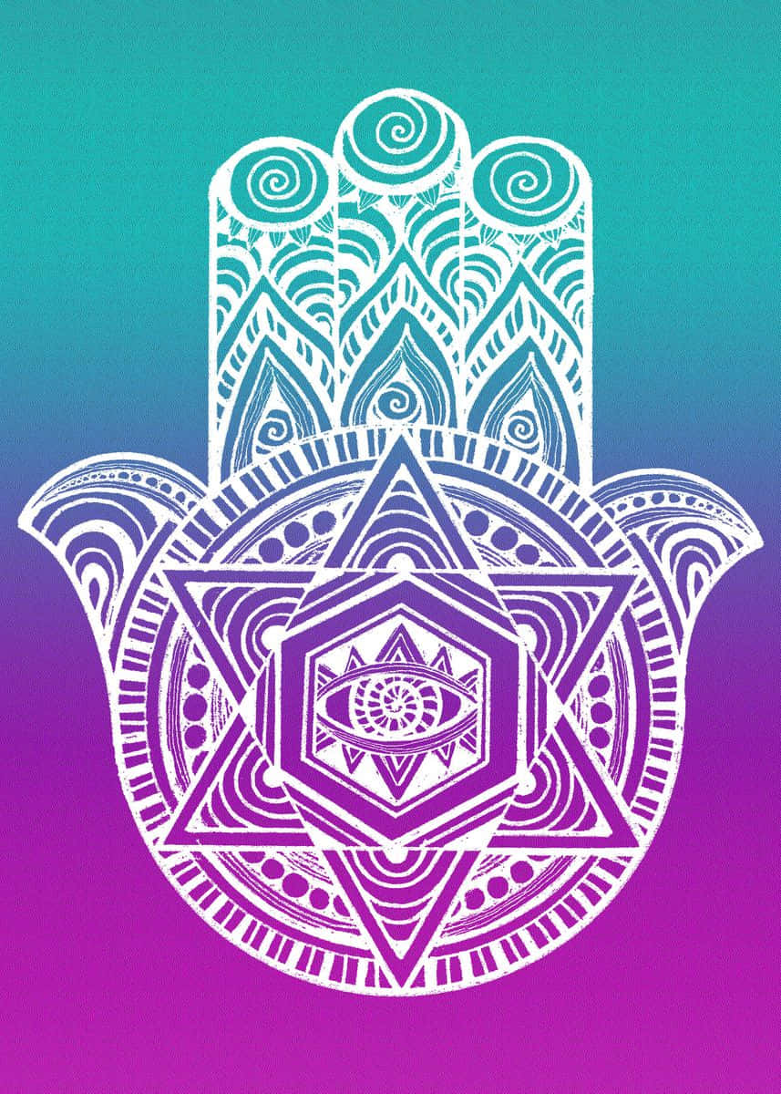 A Colorful Illustrated Hamsa Hand Wallpaper Wallpaper