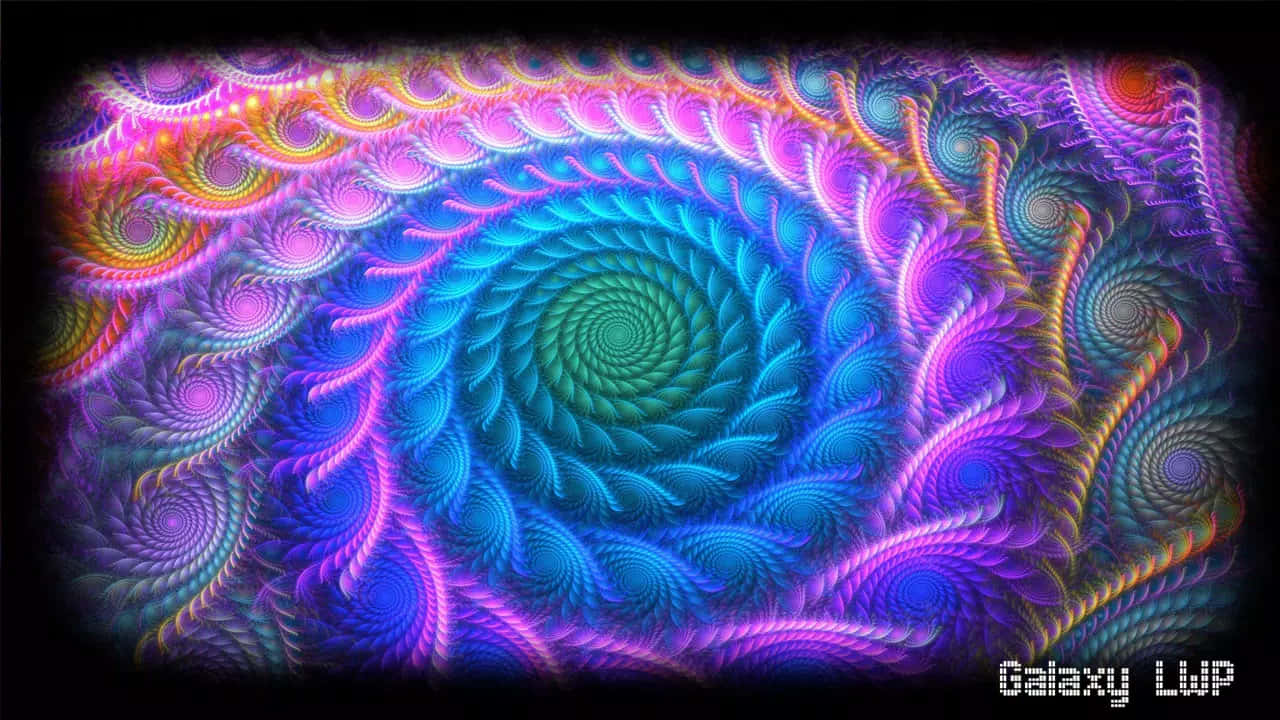 A Colorful Spiral Design With A Purple Background Wallpaper