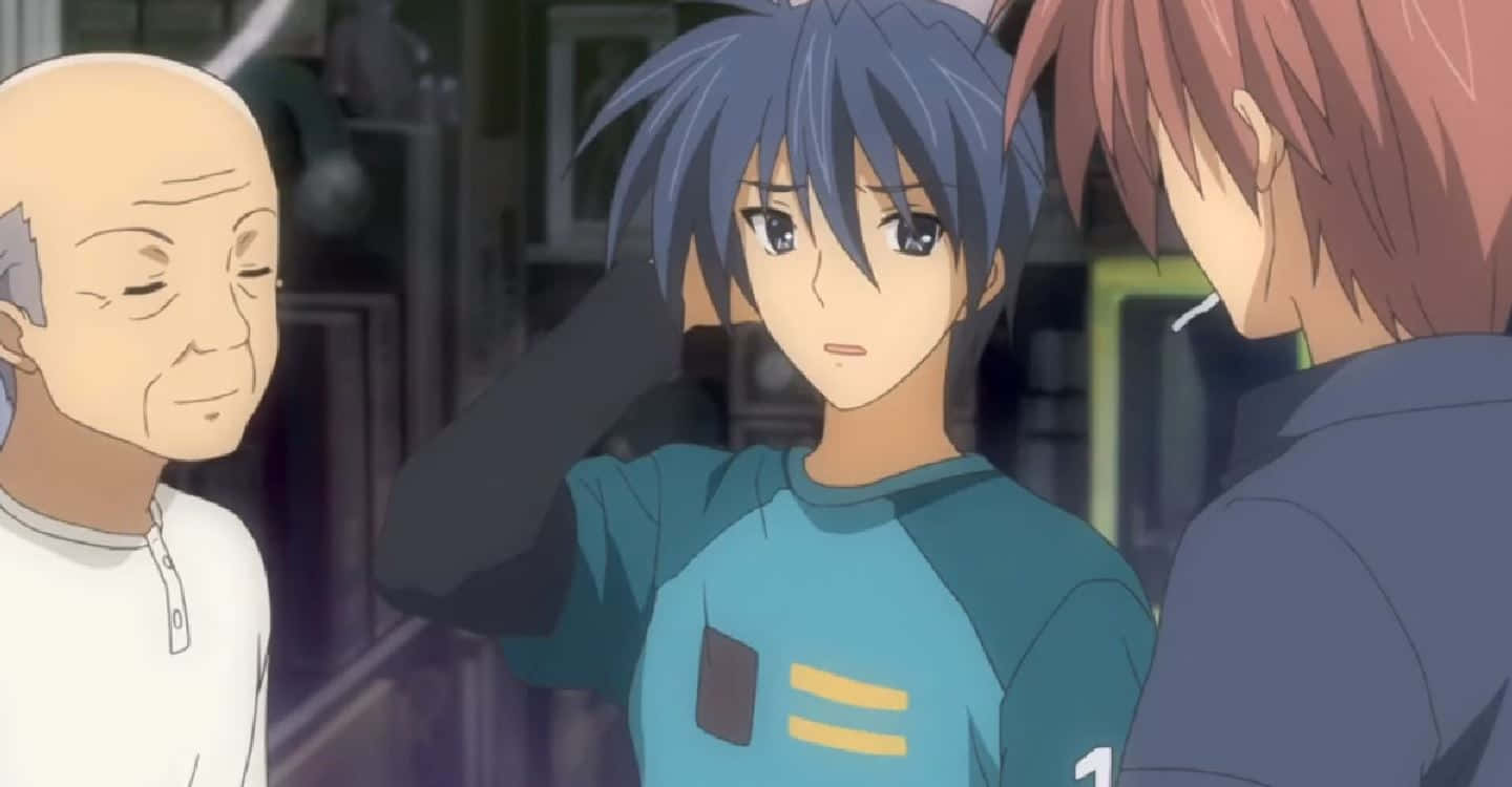 A Contemplative Tomoya Okazaki From Clannad Anime Series Wallpaper