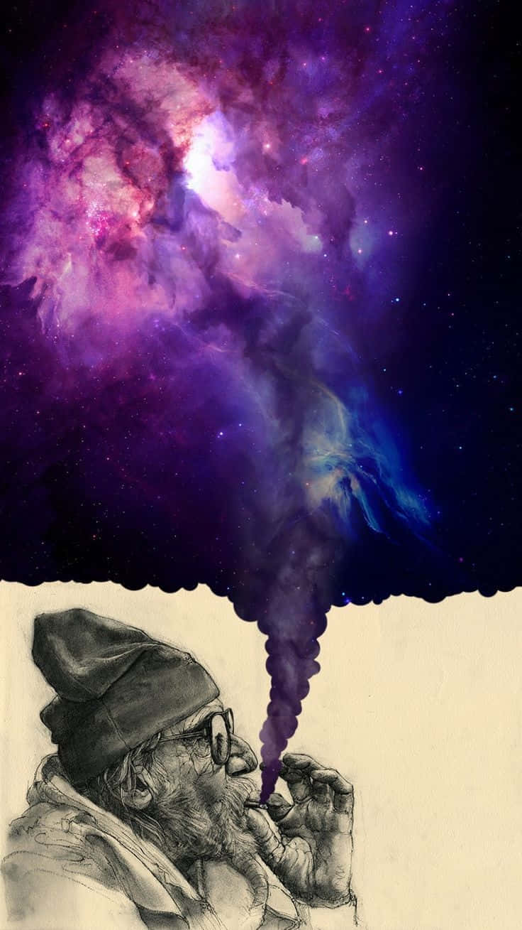 A Cosmic Journey On Your Iphone: Trippy Stoner Wallpaper Wallpaper