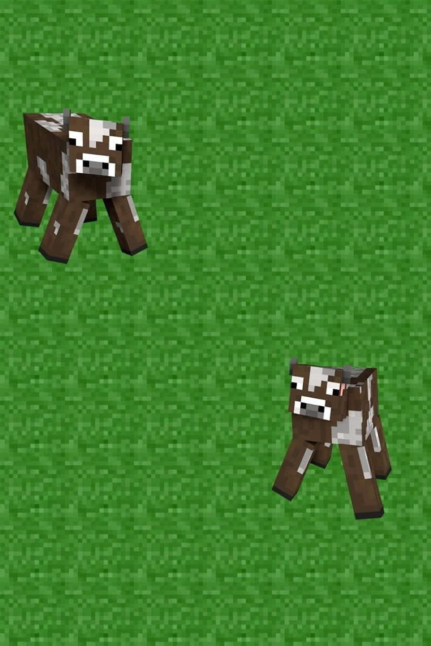 A Cute And Funny Minecraft Cow In A Natural Environment Wallpaper