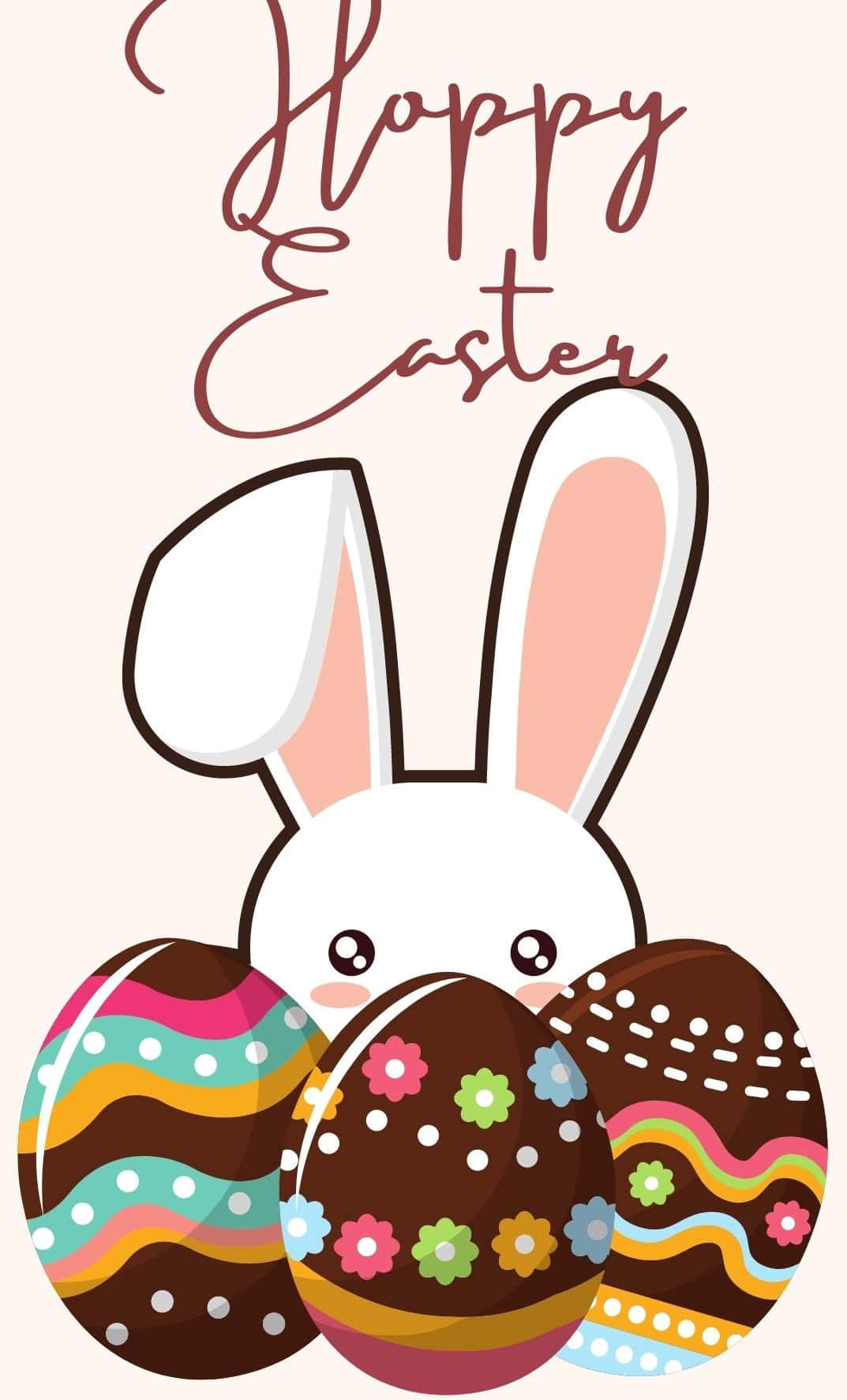 A Cute Easter-themed Iphone Wallpaper, Decorated With Cute Easter Eggs And Bunnies! Wallpaper