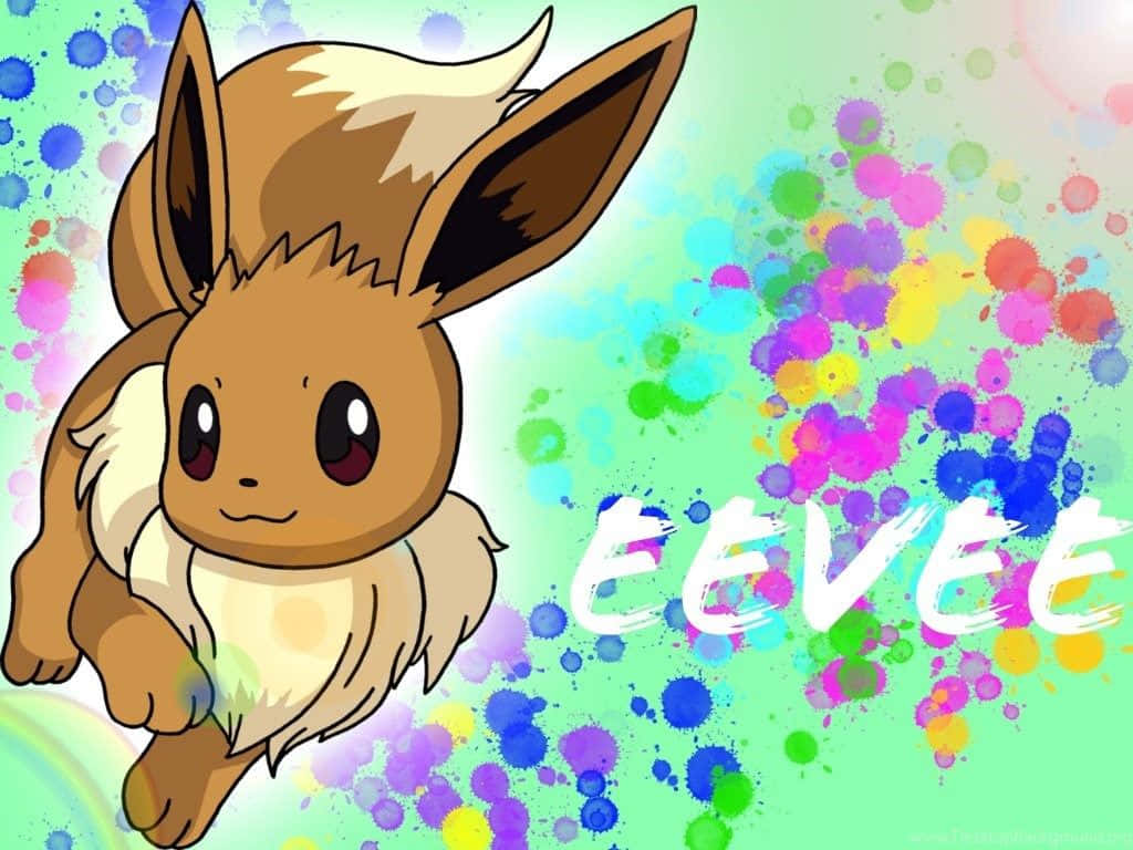 A Cute Eevee With The Word Eevee On It Wallpaper