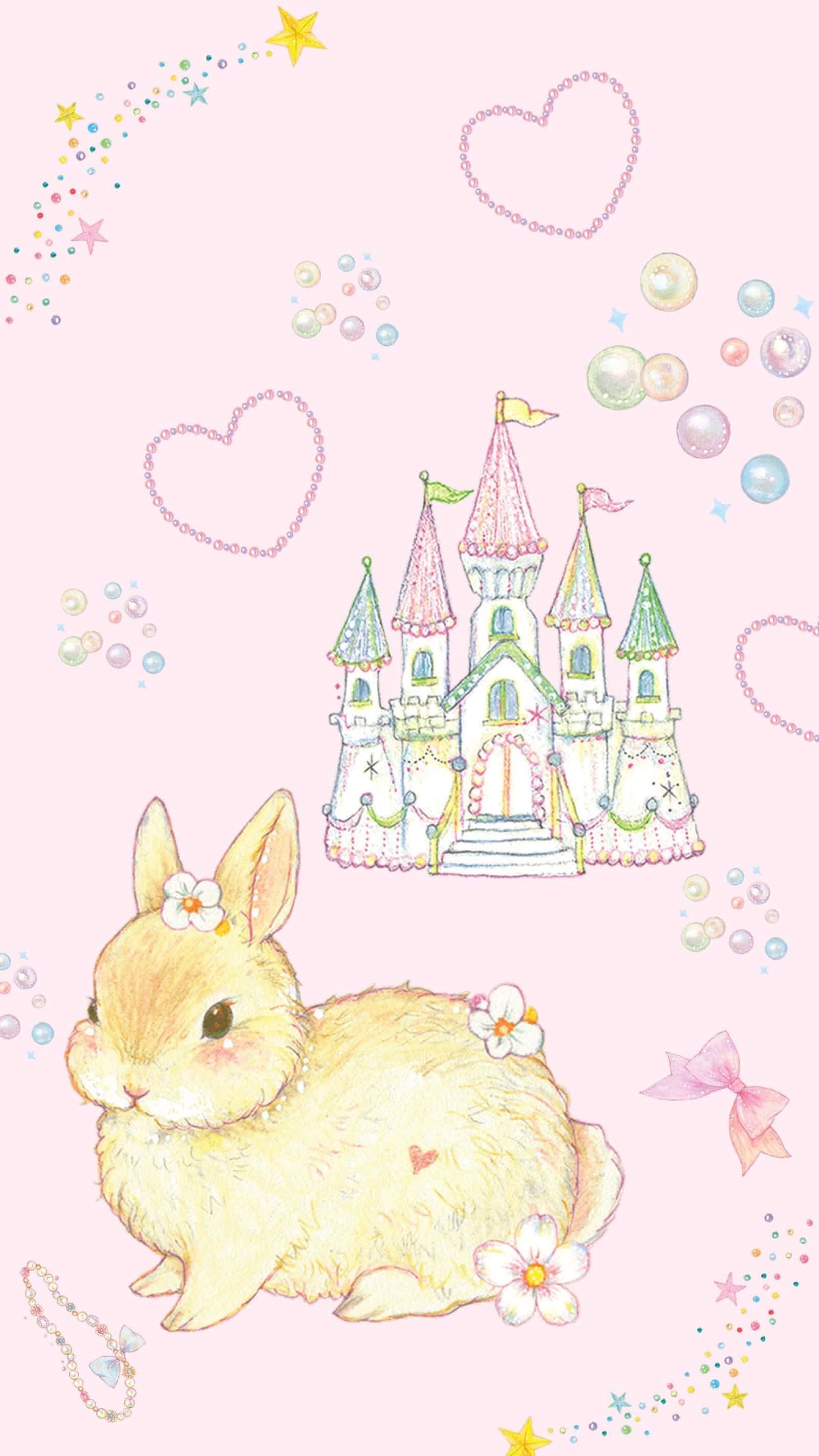 A Cute Kawaii Bunny Smiles And Waves Hello! Wallpaper