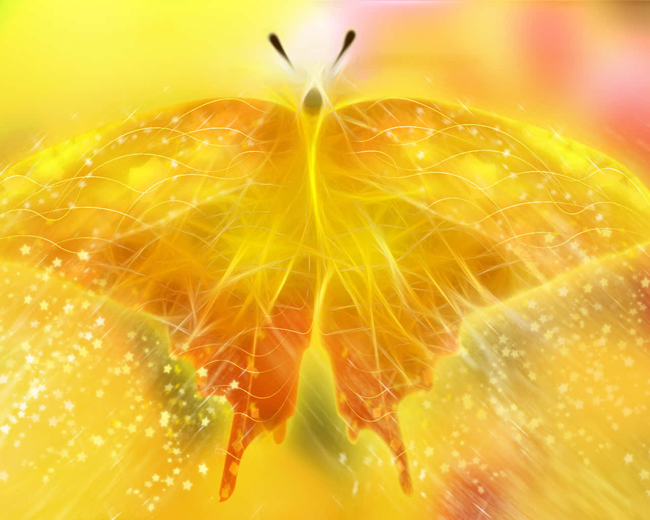 A Delicate Yellow Butterfly In Lush Nature. Wallpaper