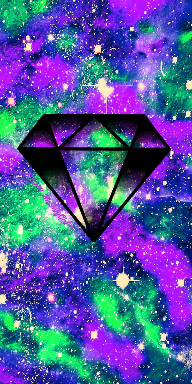 A Diamond In A Purple And Green Galaxy Wallpaper